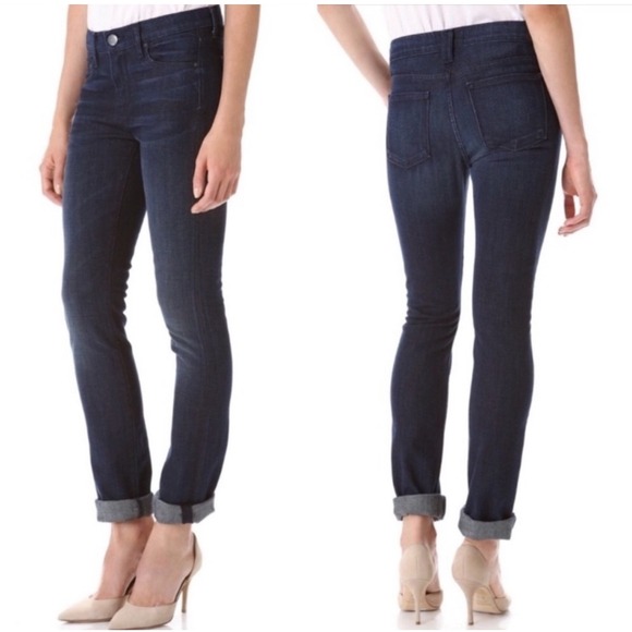 Vince Cameron Cigarette Jeans Vintage Crease Wash Dark‎ Blue Denim Size 27 - Picture 1 of 9